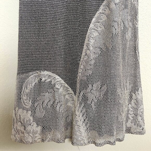 VTG 90s Damianou Silver Mesh/Lace Sexy Party Prom Evening Gown 2-Piece - Picture 13 of 17